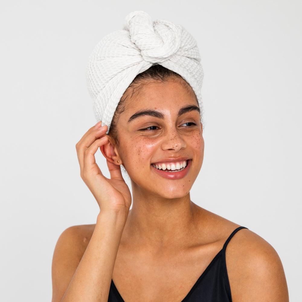 Cloud | Waffle Hair Towel Made With 100% Bamboo #Color_cloud