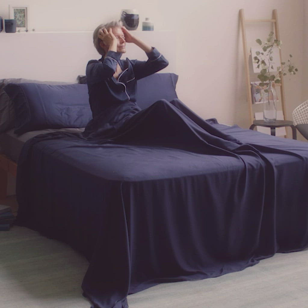Ocean | Signature Sateen Flat Sheet Made With 100% Organic Bamboo #Color_ocean