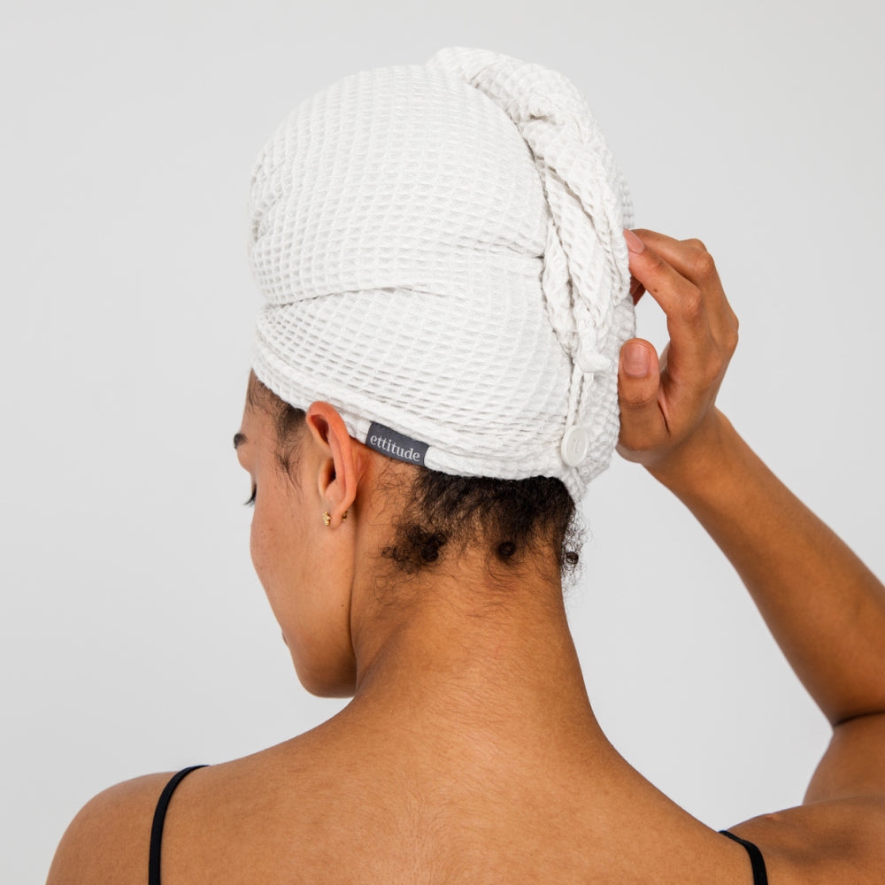 Cloud | Waffle Hair Towel Made With 100% Bamboo #Color_cloud