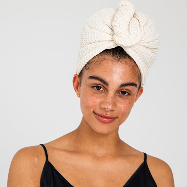 Natural | Bamboo Waffle Hair Towel Made With 100% Organic Bamboo #Color_natural
