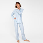 Starlight Blue Stripes | Sateen PJ Pant With 100% Organic Bamboo #Color_starlightbluestripes