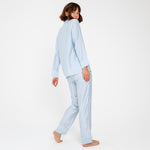 Starlight Blue Stripes | Sateen PJ Pant With 100% Organic Bamboo #Color_starlightbluestripes