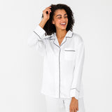 Cloud | Sateen Long Sleeve PJ Shirt With 100% Organic Bamboo #Color_cloud