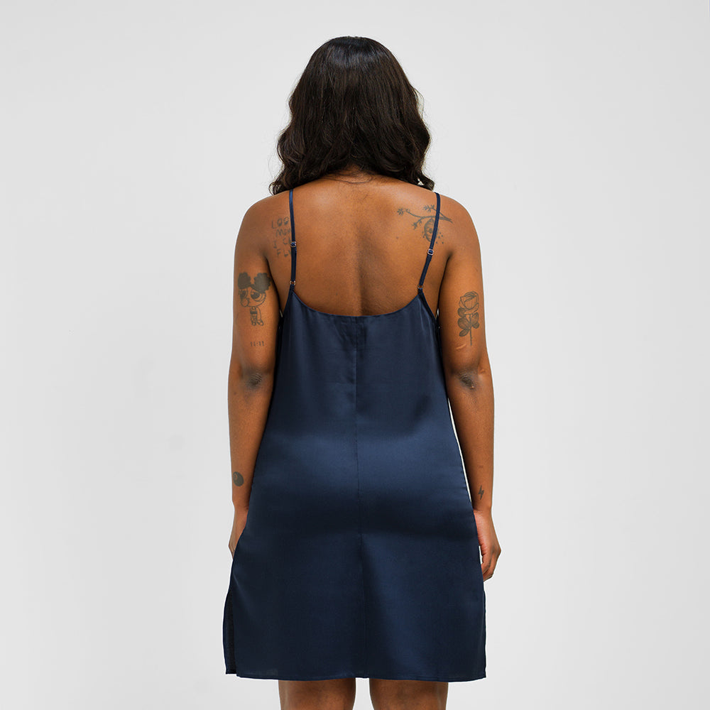 Ocean | Sateen Slip Dress Made With Bamboo #Color_ocean