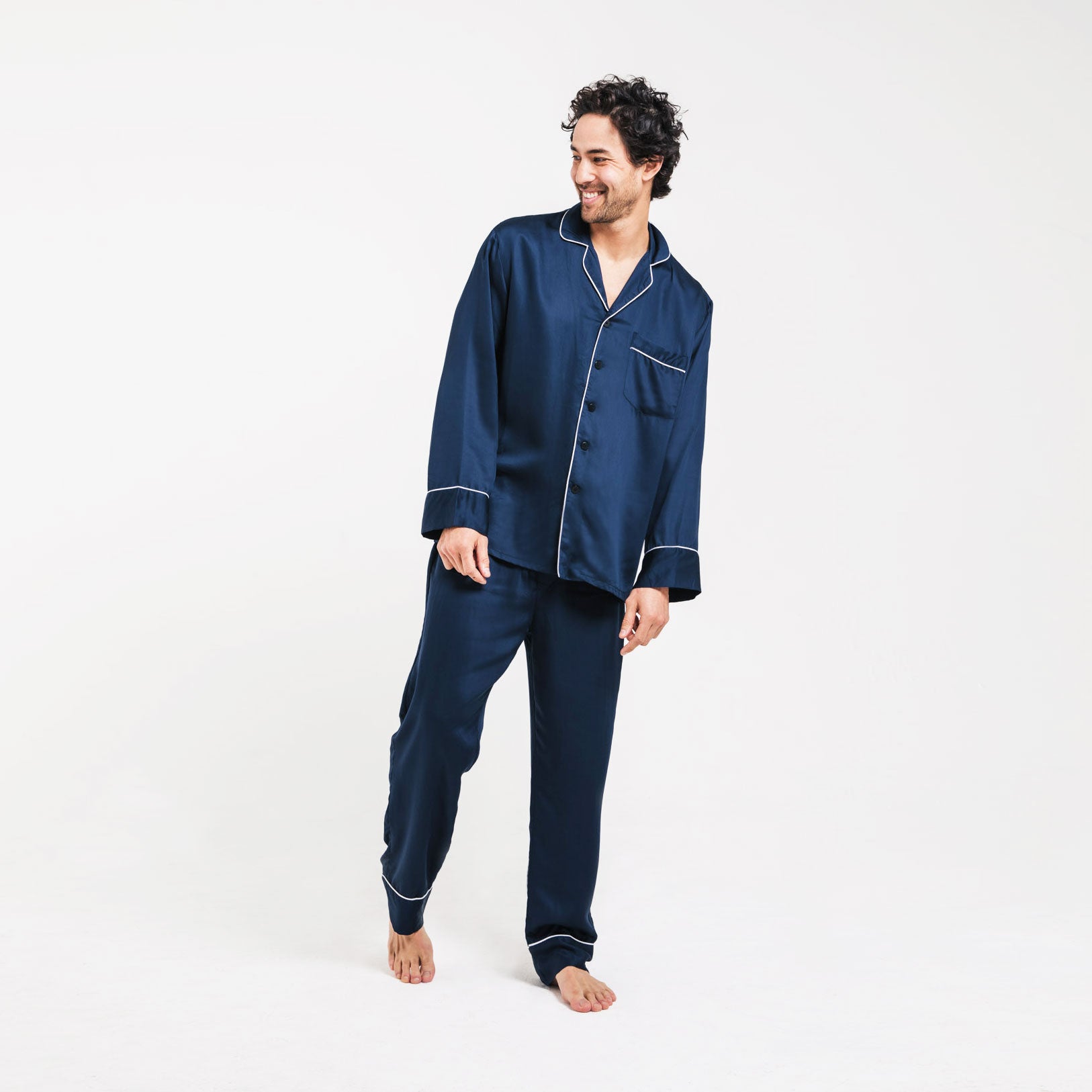 Ocean | Long sleeve PJ Shirt made from bamboo #Color_ocean