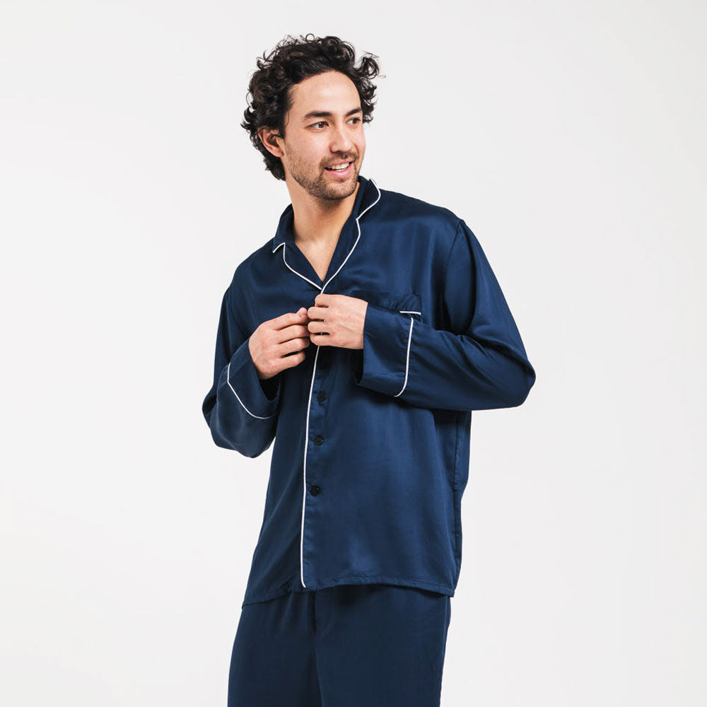 Ocean | Long sleeve PJ Shirt made from bamboo #Color_ocean