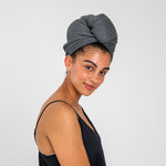 Slate | Bamboo Waffle Hair Towel Made With 100% Organic Bamboo #Color_slate
