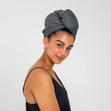 Slate | Bamboo Waffle Hair Towel Made With 100% Organic Bamboo #Color_slate