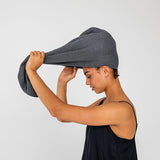 Slate | Bamboo Waffle Hair Towel Made With 100% Organic Bamboo #Color_slate