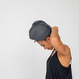 Slate | Bamboo Waffle Hair Towel Made With 100% Organic Bamboo #Color_slate