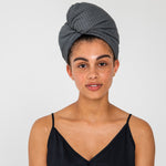 Slate | Bamboo Waffle Hair Towel Made With 100% Organic Bamboo #Color_slate