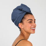 River | Waffle Hair Towel Made With 100% Organic Bamboo #Color_river