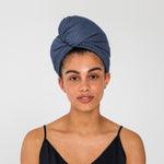 River | Waffle Hair Towel Made With 100% Organic Bamboo #Color_river