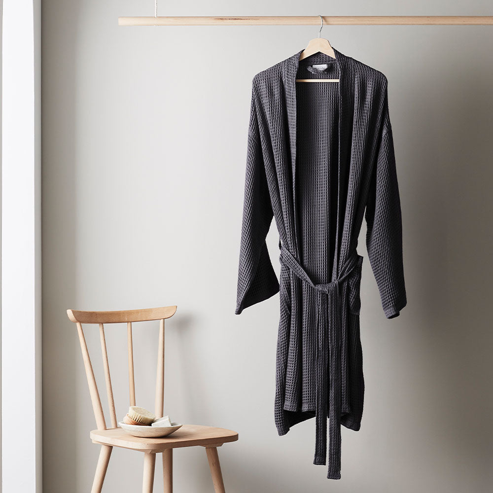 Slate | Bamboo Waffle Bathrobe Made With 100% Organic Bamboo #Color_slate
