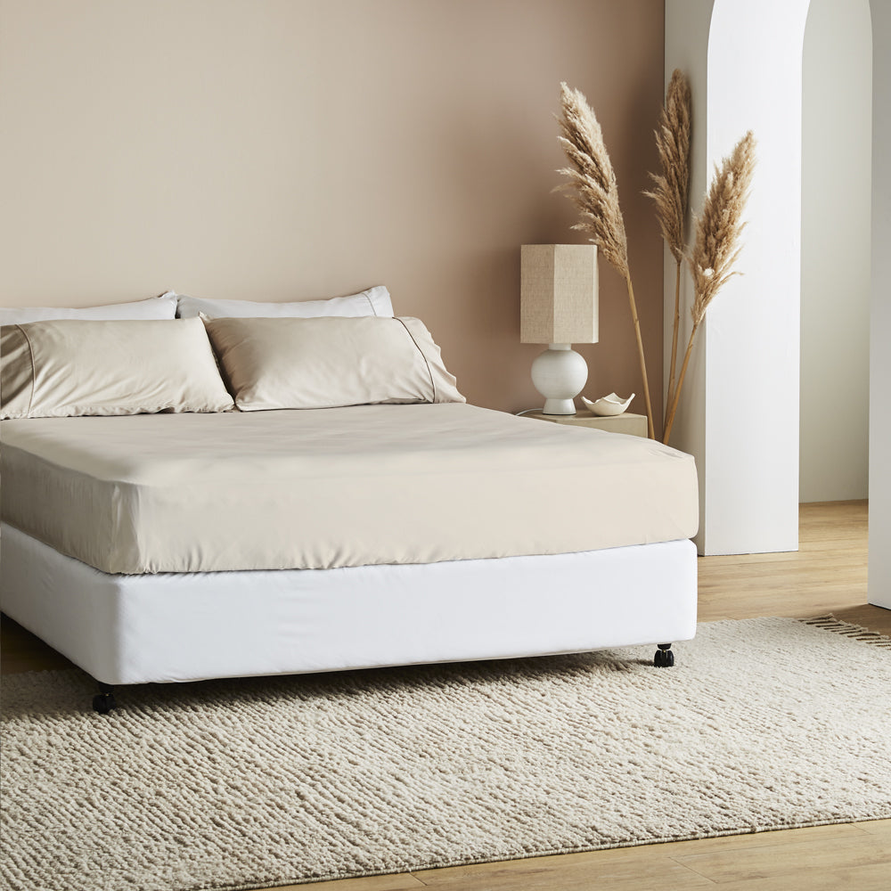 Sand | Signature Sateen Fitted Sheet Made with 100% Organic Bamboo #Color_sand